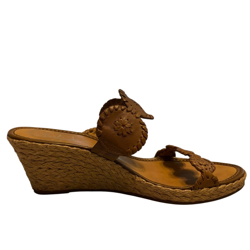Jack Rogers Shelby Espadrille Wedge Slide Sandals Jute Leather Tan Brown Sz 8.5 - Picture 6 of 8